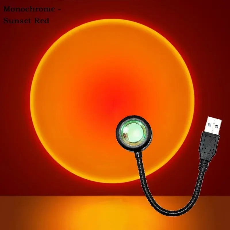 USB Sunset Sunset Ambiance Light Self Photography Light LED Rainbow Neon Night Light Projector Photography Wall Atmosphere Light